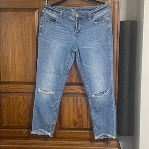 Free People Light Blue Distressed Ankle Jeans